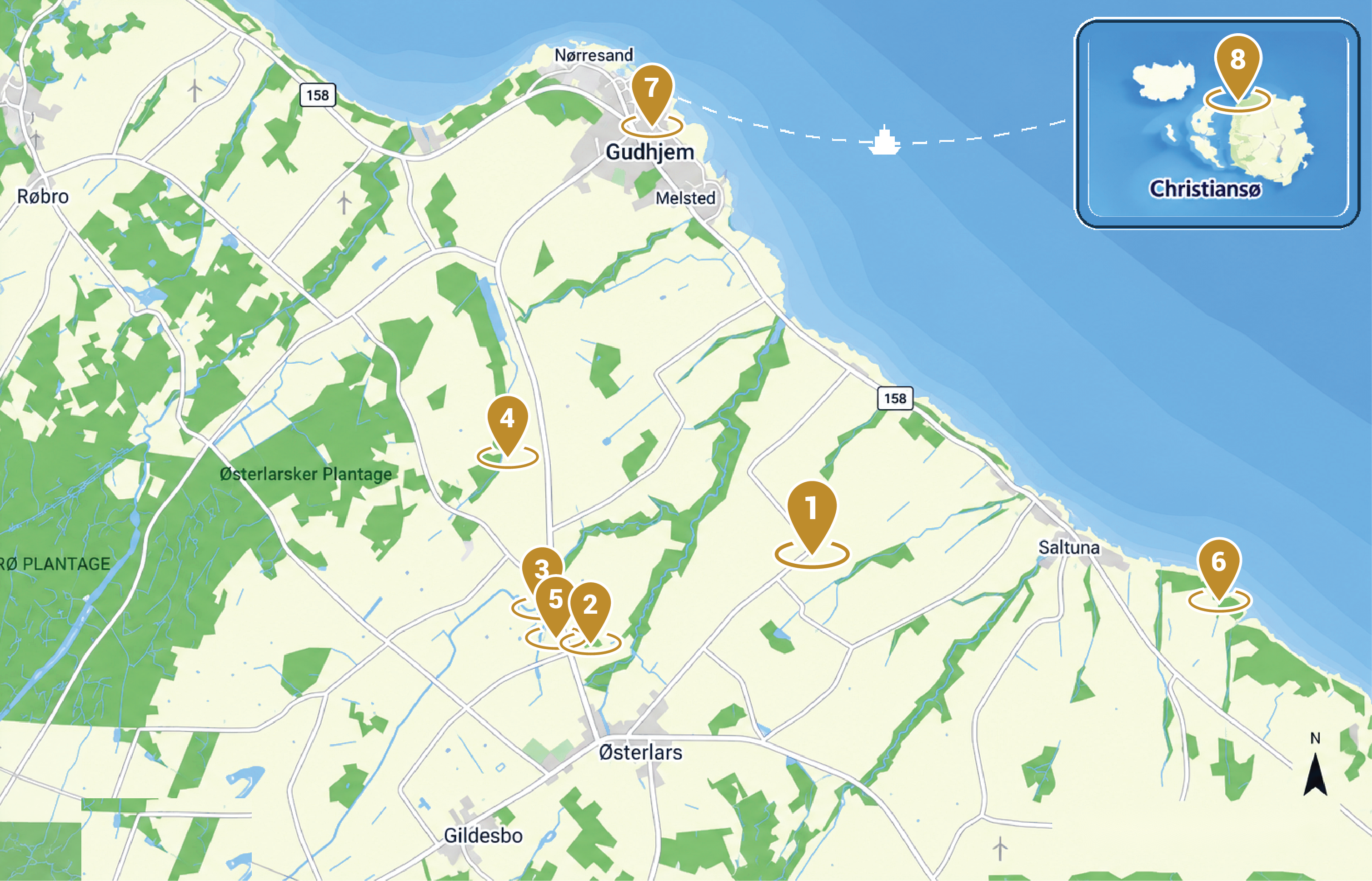 Kort over oplevelser omkring Solhjem på Bornholm
